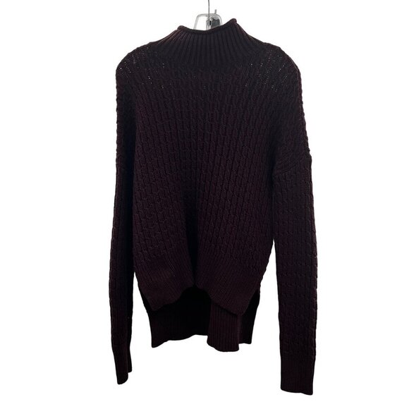 Ann Taylor Loft Mock Neck Knit Hi Low Sweater Eggplant Size Large - Picture 1 of 9